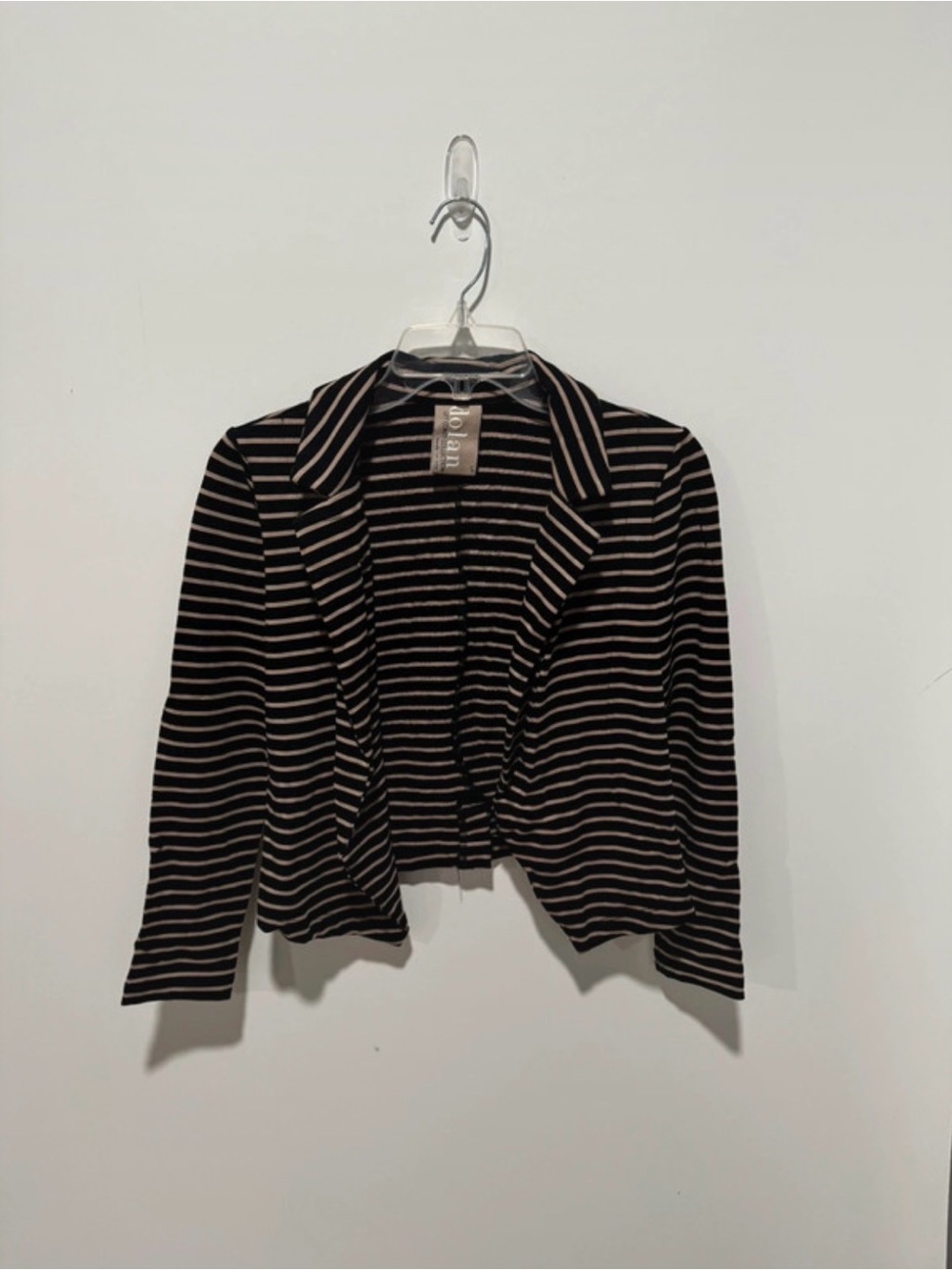 Dolan Left Coast Collection Black & Tan Striped Open Front Cardigan